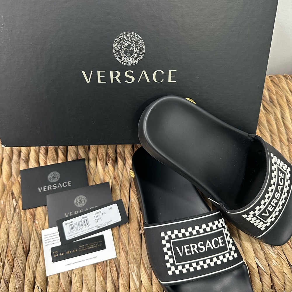 Versace Black Slide Sandals